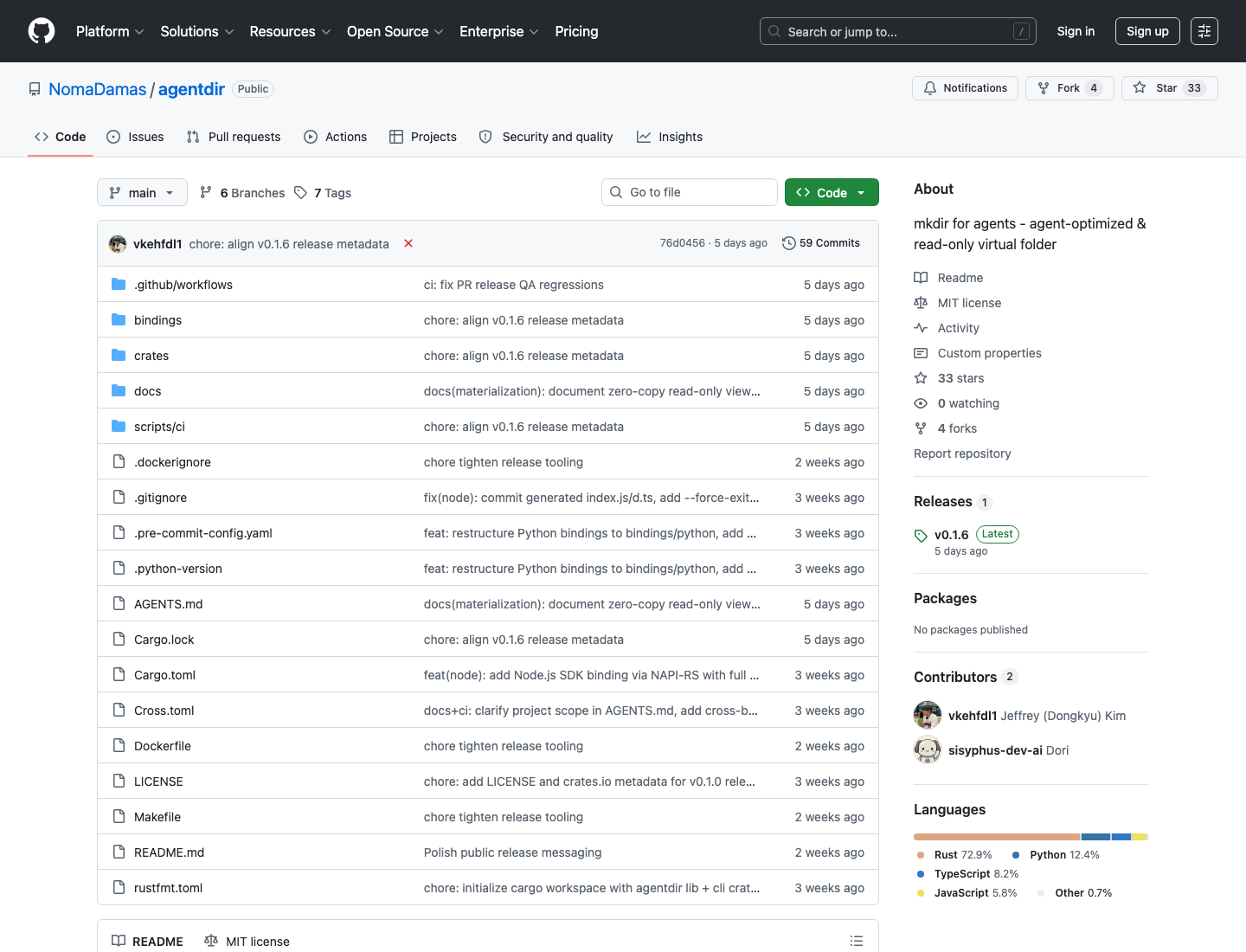 agentdir GitHub repository screenshot